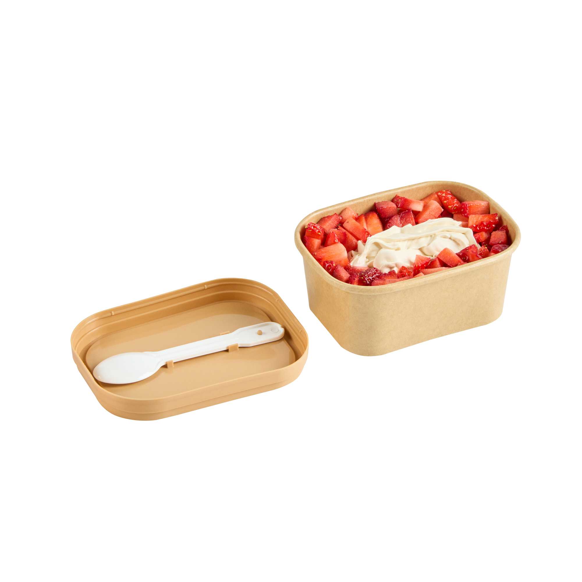Coppetta Square Brown Plastic Lid - Fits 7 and 12 oz To Go Cups, with Spoon - 50 count box