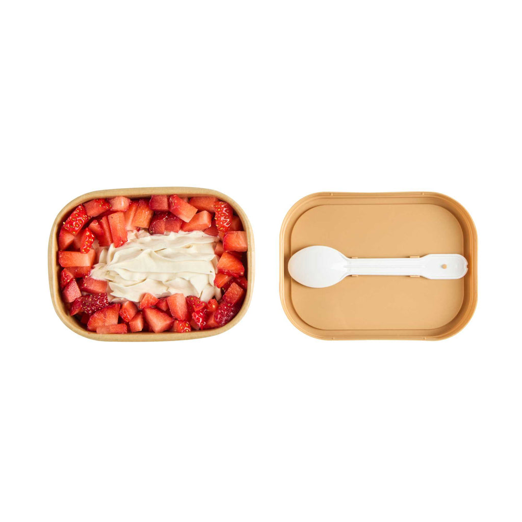 Coppetta Square Brown Plastic Lid - Fits 7 and 12 oz To Go Cups, with Spoon - 50 count box