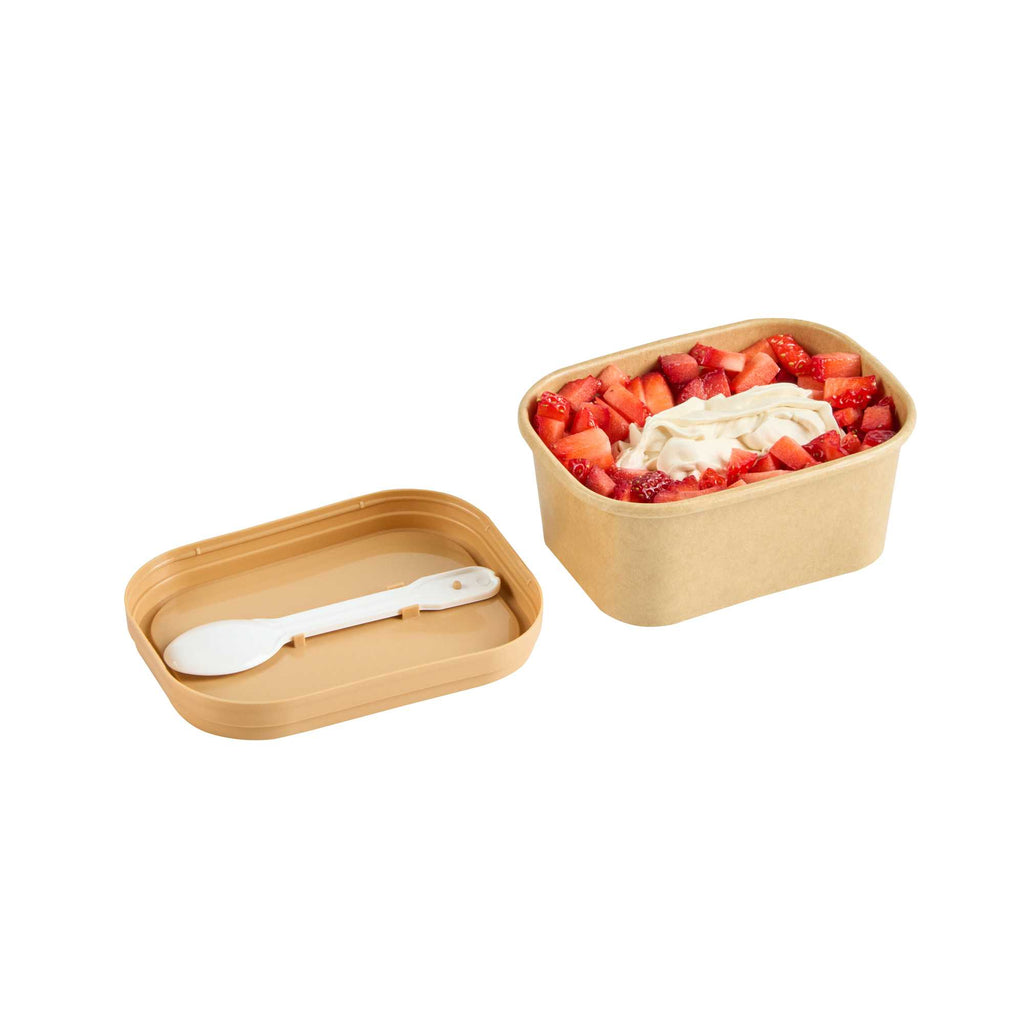 Coppetta Square Brown Plastic Lid - Fits 7 and 12 oz To Go Cups, with Spoon - 200 count box