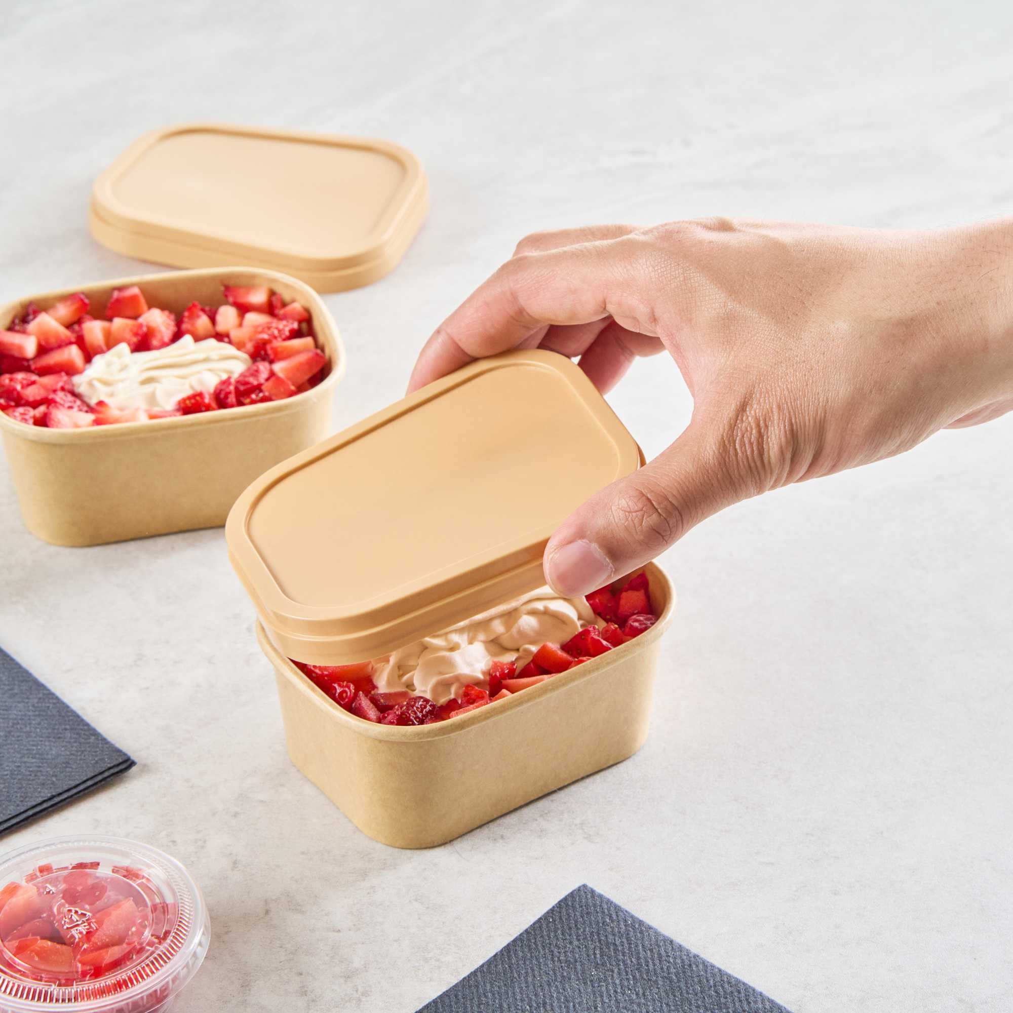 Coppetta Square Brown Plastic Lid - Fits 7 and 12 oz To Go Cups, with Spoon - 200 count box