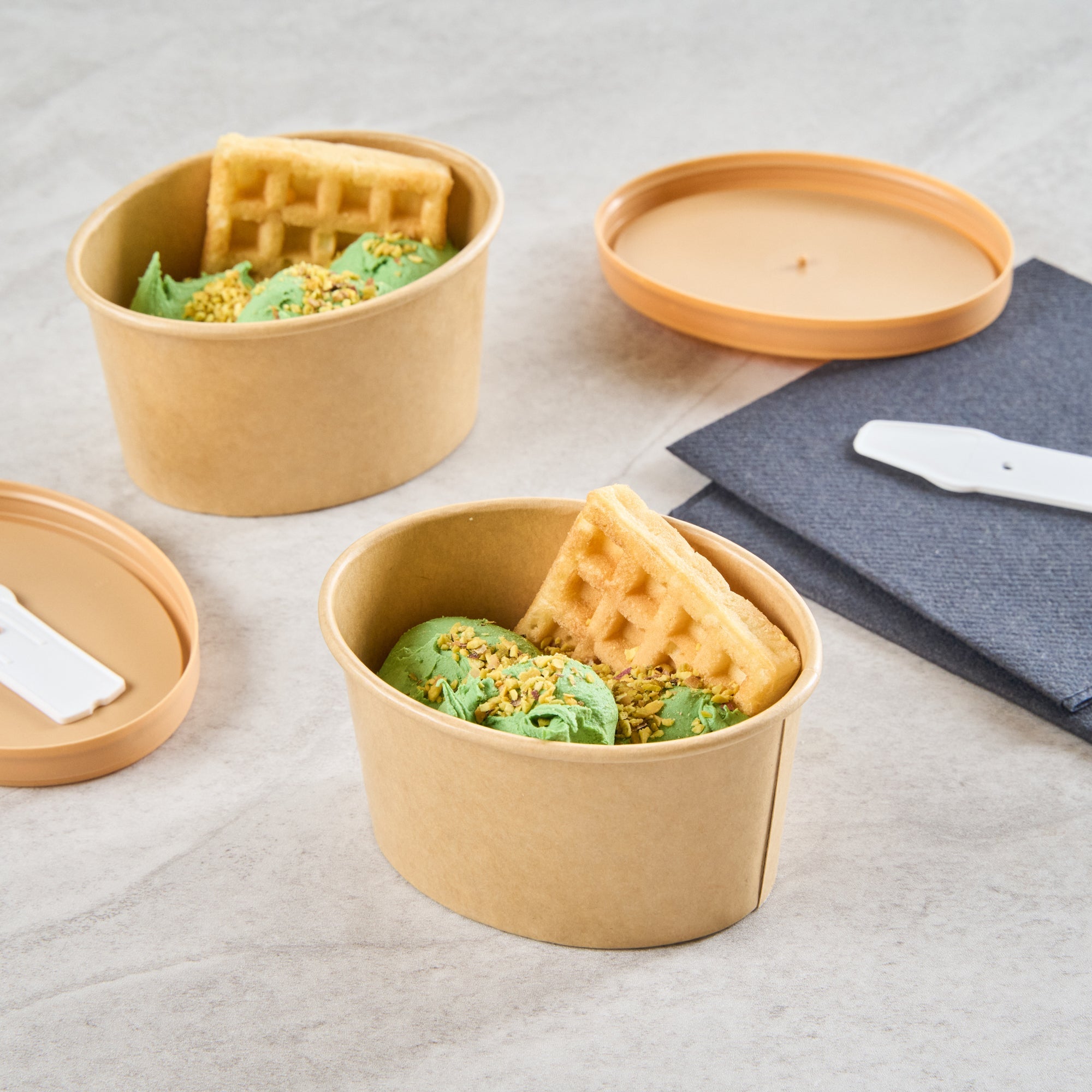 Coppetta 6 oz Oval Kraft Paper To Go Cup - 3 3/4" x 3" x 2 1/4" - 200 count box