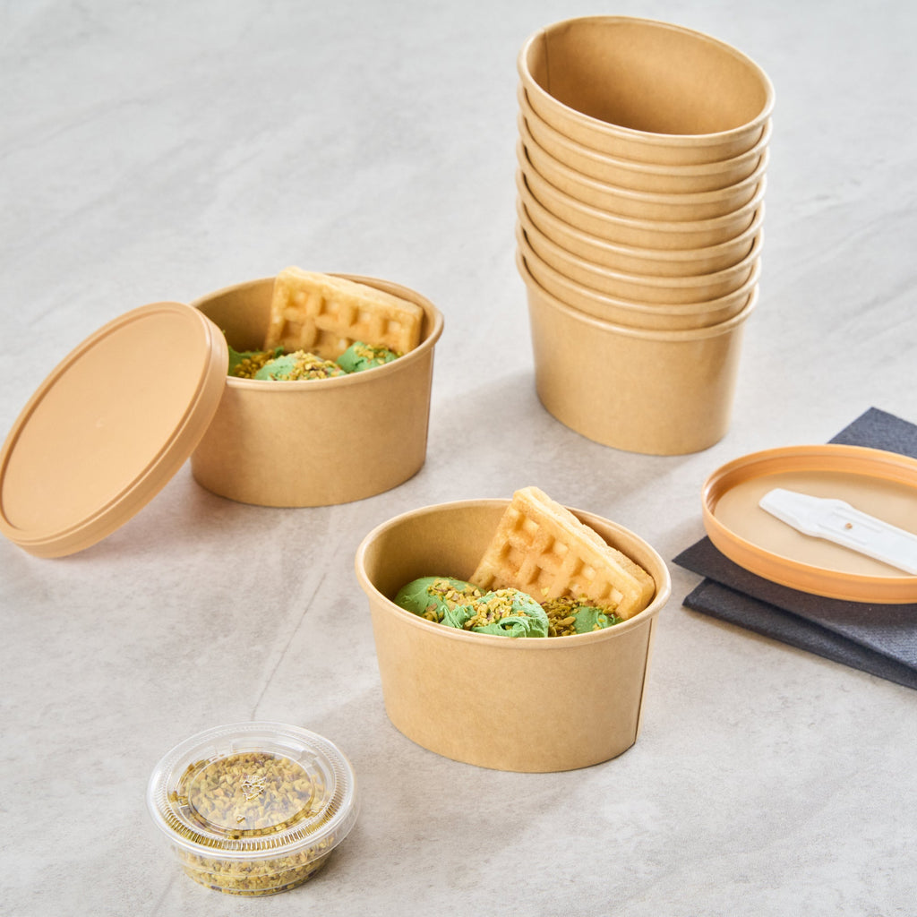 Coppetta 6 oz Oval Kraft Paper To Go Cup - 3 3/4" x 3" x 2 1/4" - 50 count box