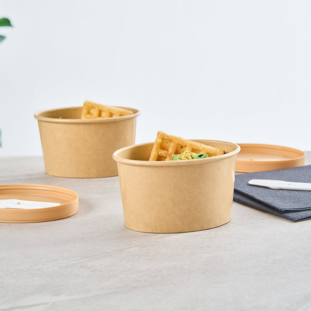 Coppetta 6 oz Oval Kraft Paper To Go Cup - 3 3/4" x 3" x 2 1/4" - 50 count box