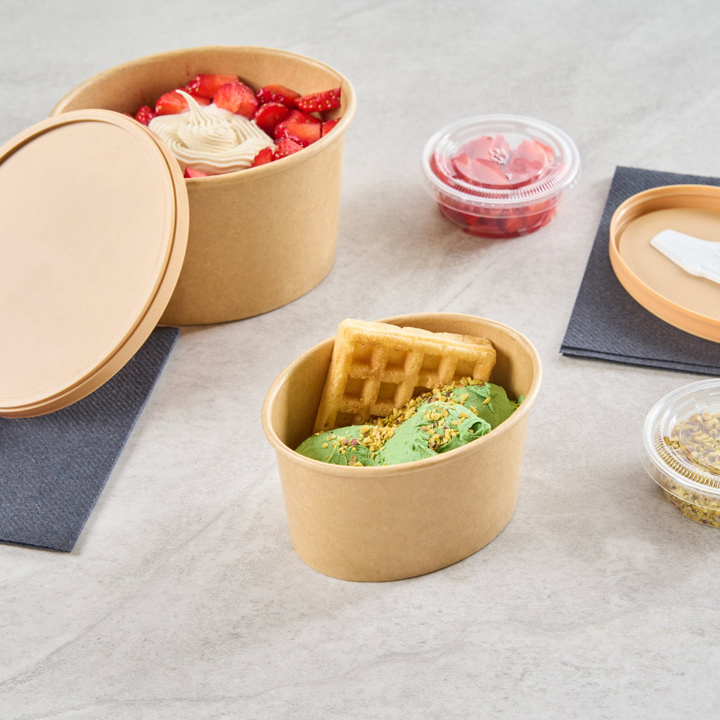 Coppetta 6 oz Oval Kraft Paper To Go Cup - 3 3/4" x 3" x 2 1/4" - 200 count box