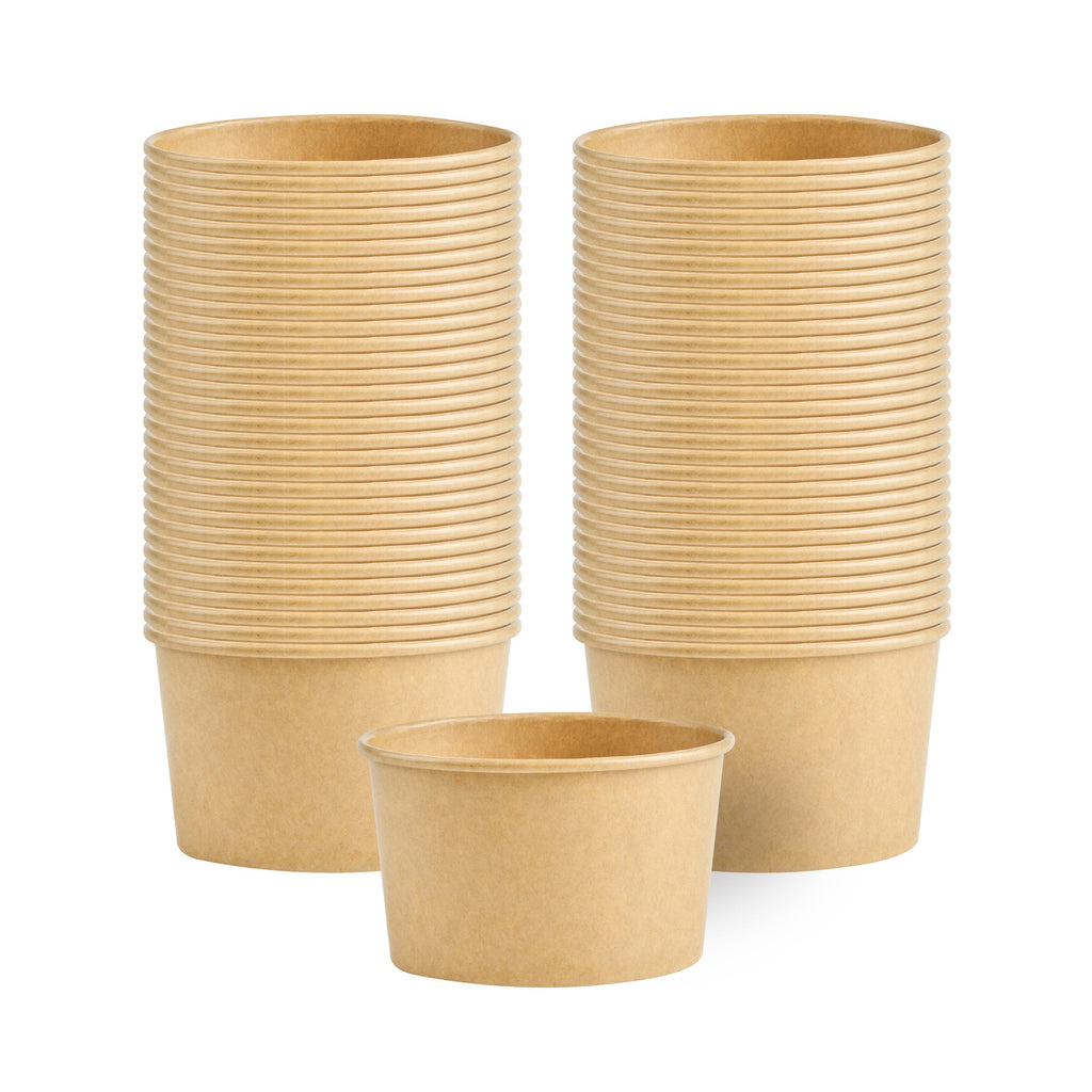 Coppetta 12 oz Oval Kraft Paper To Go Cup - 4 1/2" x 3 1/2" x 2 3/4" - 50 count box