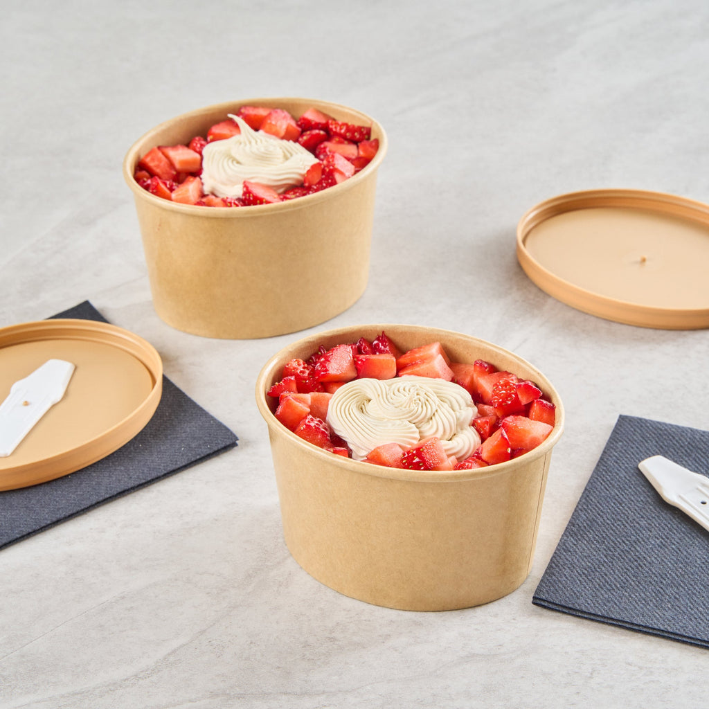 Coppetta 12 oz Oval Kraft Paper To Go Cup - 4 1/2" x 3 1/2" x 2 3/4" - 50 count box