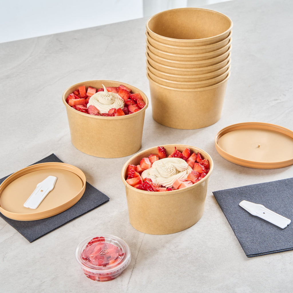 Coppetta 12 oz Oval Kraft Paper To Go Cup - 4 1/2" x 3 1/2" x 2 3/4" - 200 count box