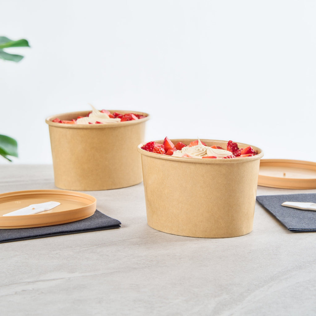 Coppetta 12 oz Oval Kraft Paper To Go Cup - 4 1/2" x 3 1/2" x 2 3/4" - 200 count box
