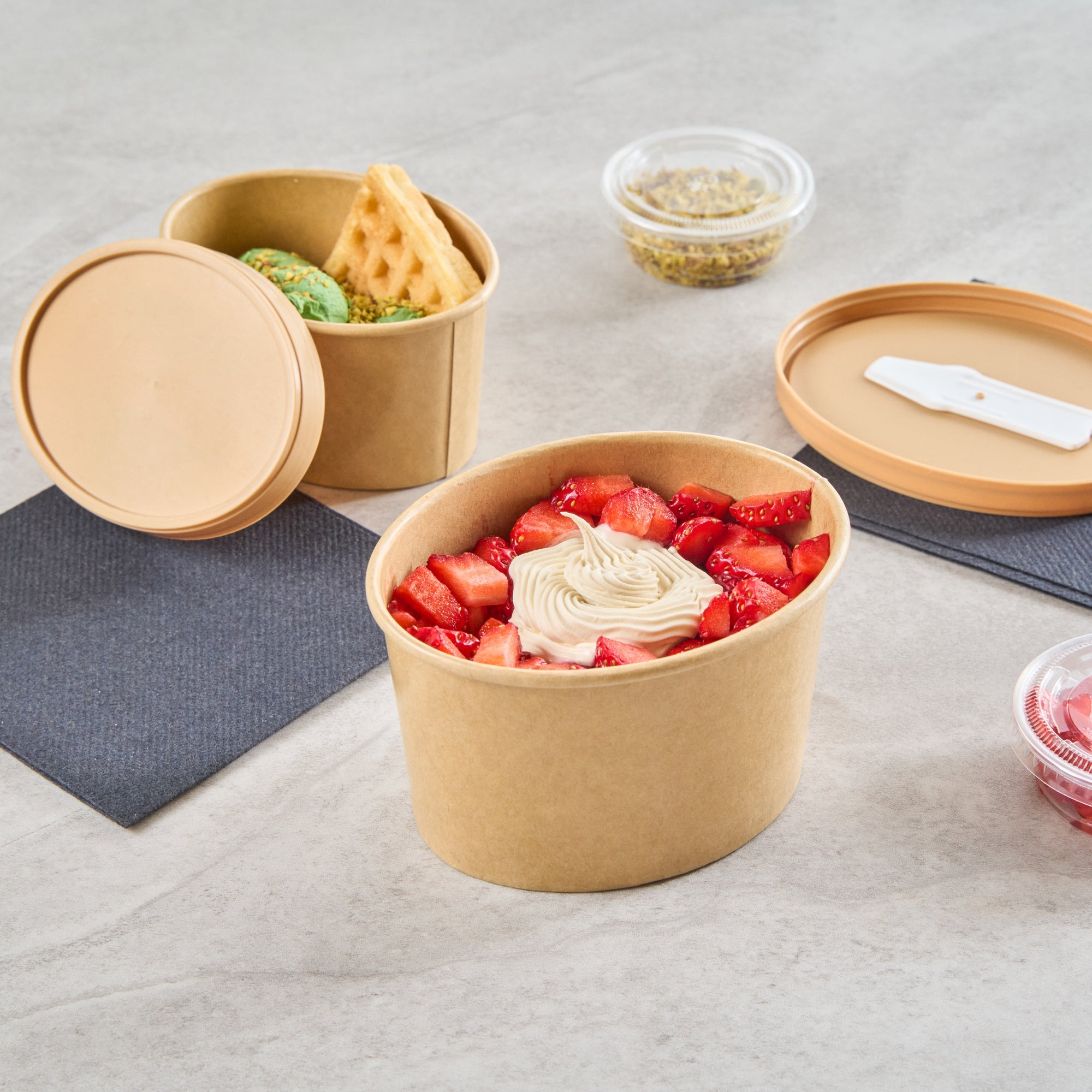 Coppetta 12 oz Oval Kraft Paper To Go Cup - 4 1/2" x 3 1/2" x 2 3/4" - 200 count box