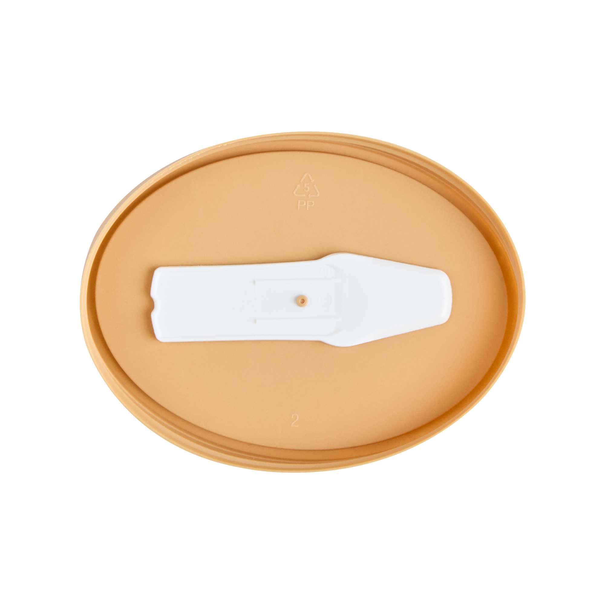 Coppetta Oval Brown Plastic Lid - Fits 6 oz To Go Cup, with Spoon - 50 count box