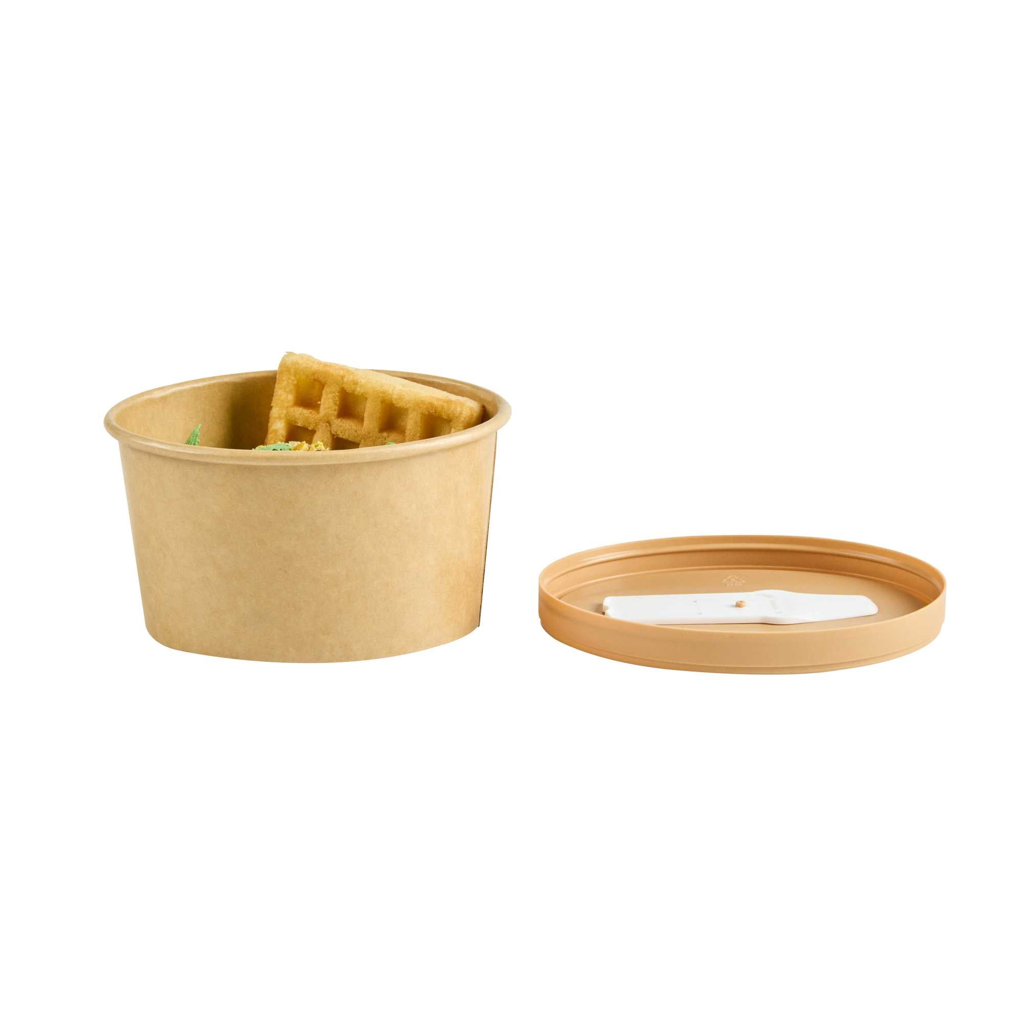 Coppetta Oval Brown Plastic Lid - Fits 6 oz To Go Cup, with Spoon - 50 count box