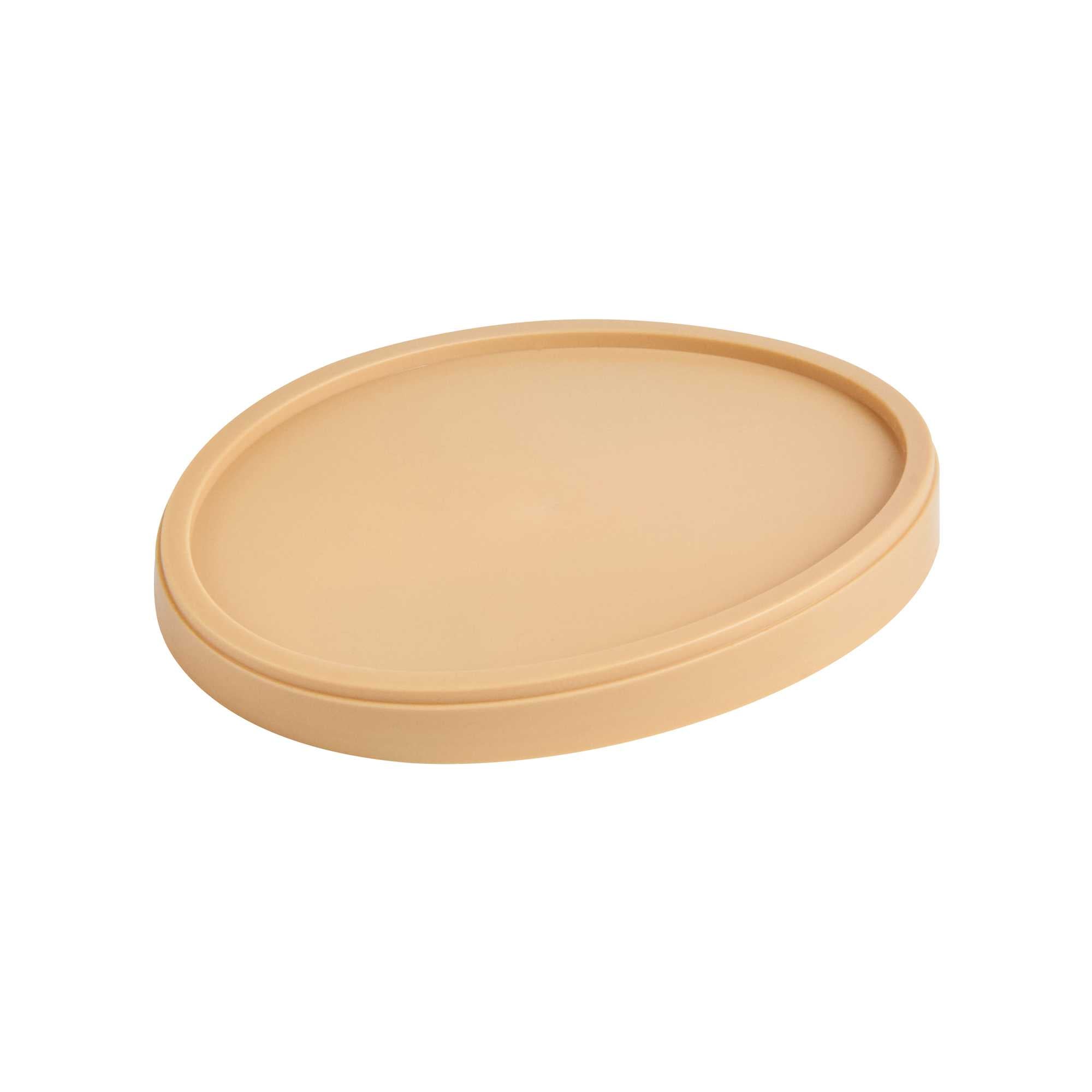 Coppetta Oval Brown Plastic Lid - Fits 6 oz To Go Cup, with Spoon - 50 count box