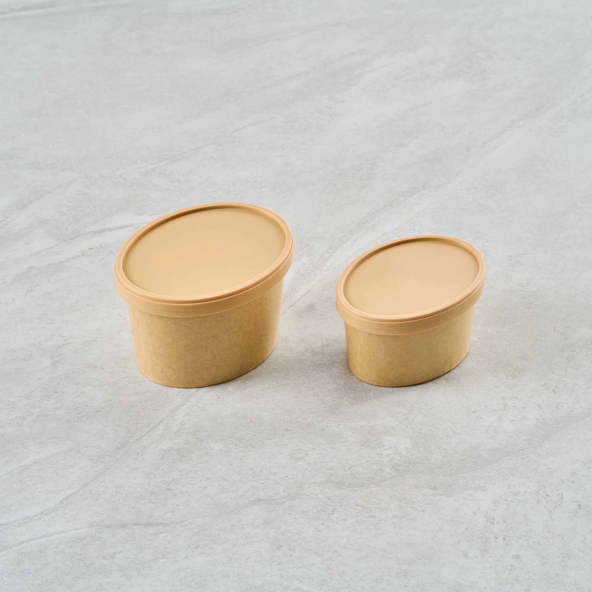 Coppetta Oval Brown Plastic Lid - Fits 6 oz To Go Cup, with Spoon - 50 count box