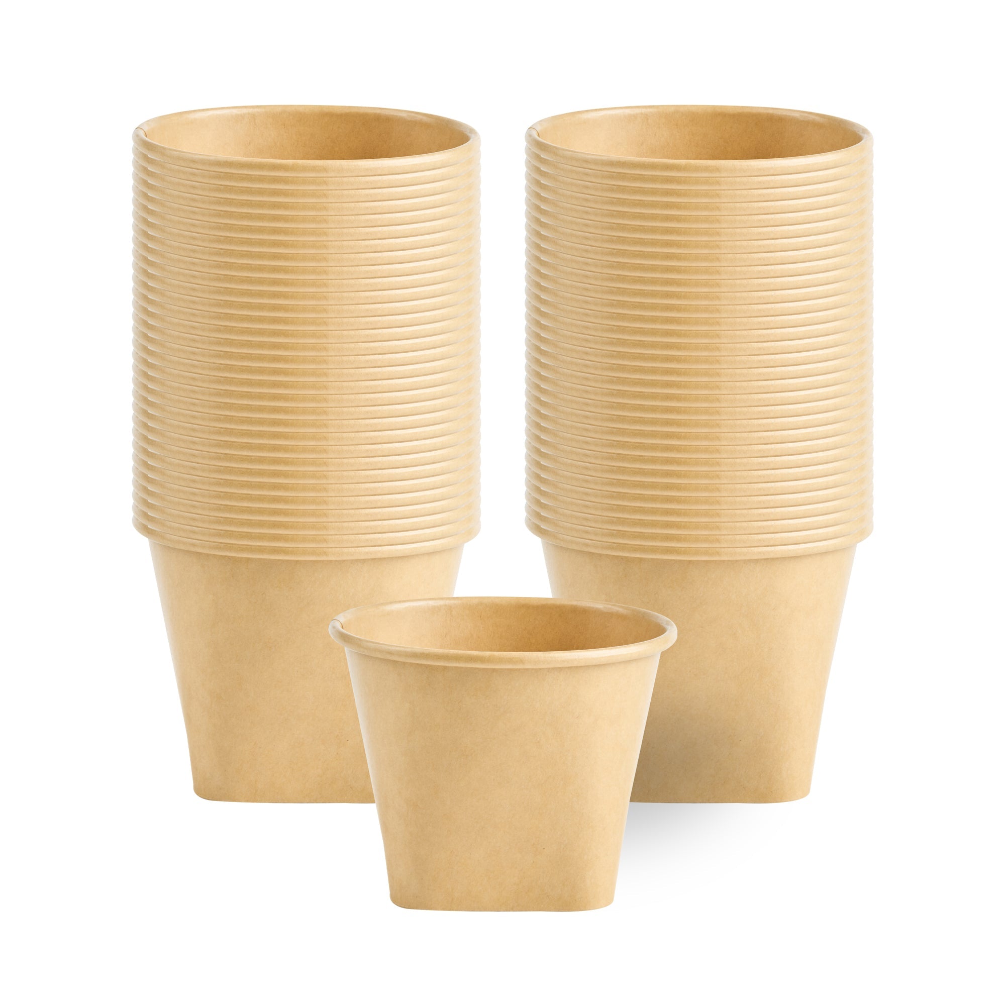 Coppetta 6 oz Round Kraft Paper To Go Cup - with Square Bottom - 3 1/2" x 3 1/2" x 2 1/2" - 200 count box