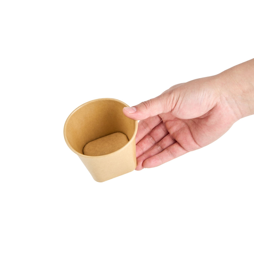 Coppetta 6 oz Round Kraft Paper To Go Cup - with Square Bottom - 3 1/2" x 3 1/2" x 2 1/2" - 200 count box