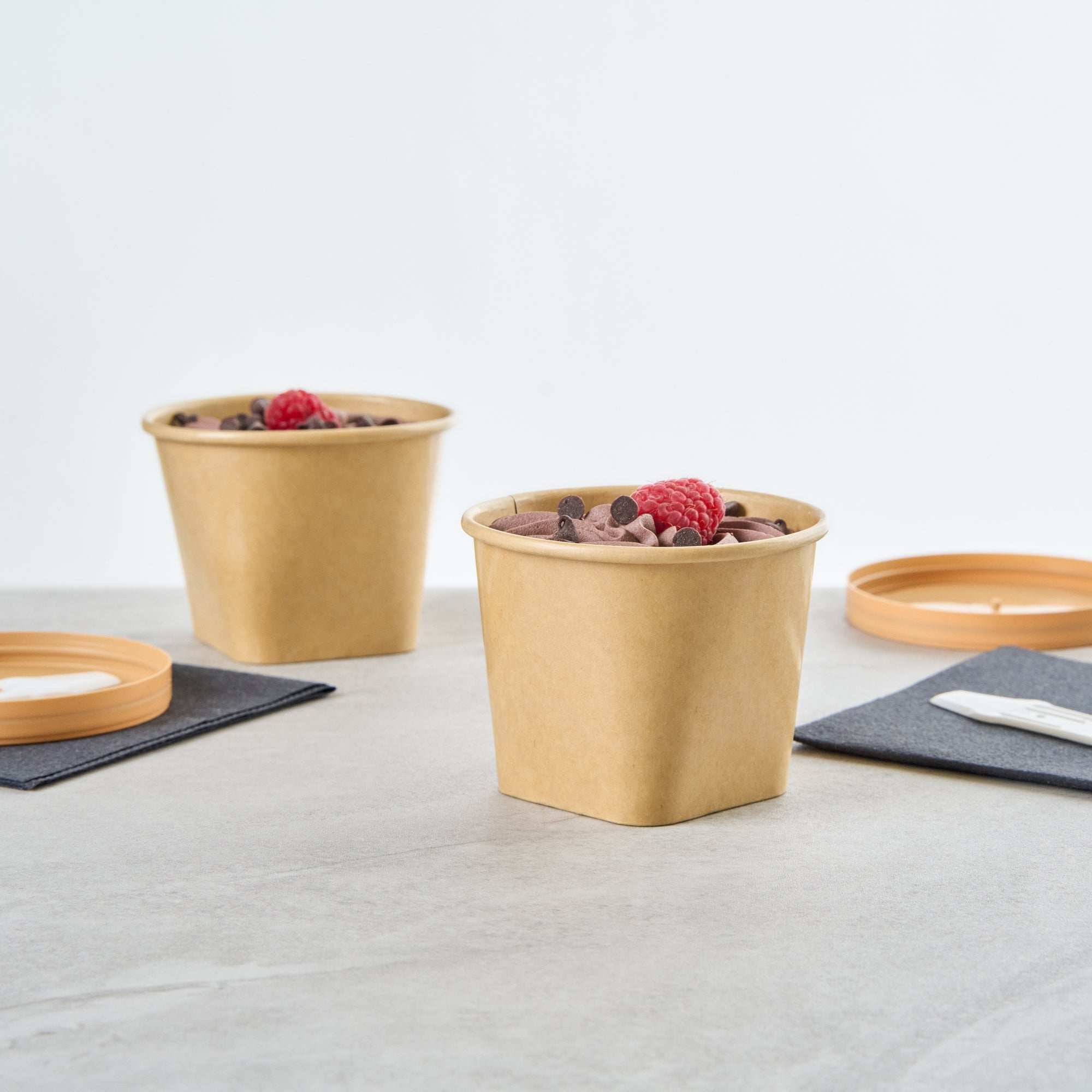 Coppetta 6 oz Round Kraft Paper To Go Cup - with Square Bottom - 3 1/2" x 3 1/2" x 2 1/2" - 200 count box