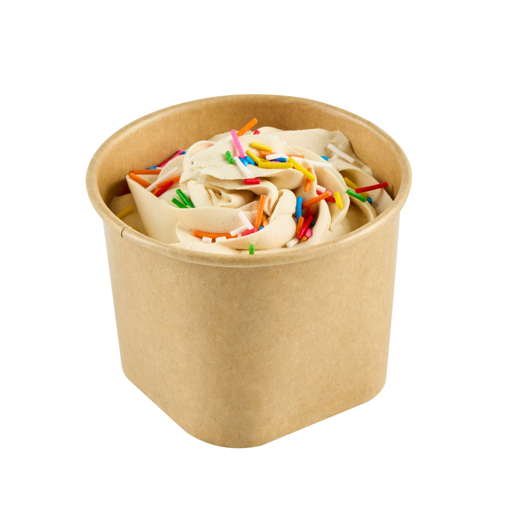 Coppetta 12 oz Round Kraft Paper To Go Cup - with Square Bottom - 3 3/4" x 3 3/4" x 2 3/4" - 200 count box
