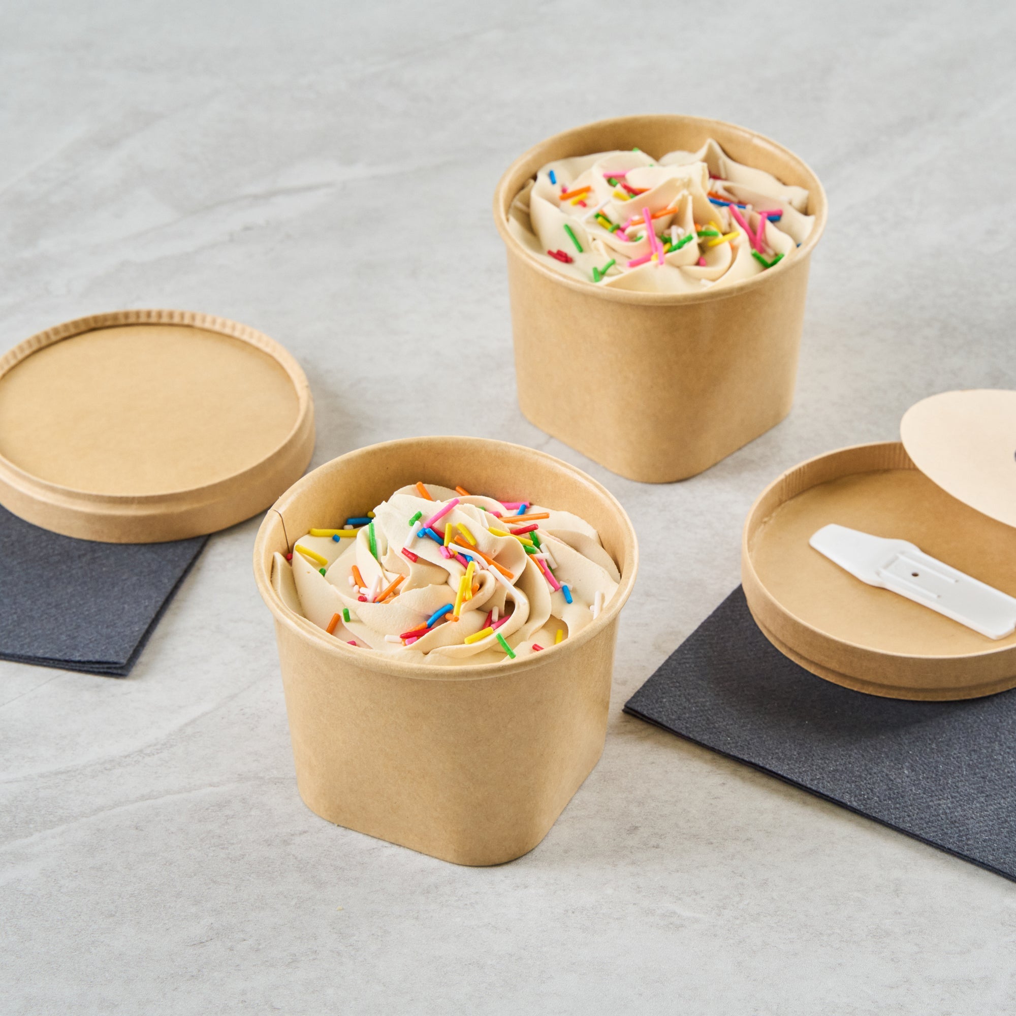 Coppetta 12 oz Round Kraft Paper To Go Cup - with Square Bottom - 3 3/4" x 3 3/4" x 2 3/4" - 200 count box