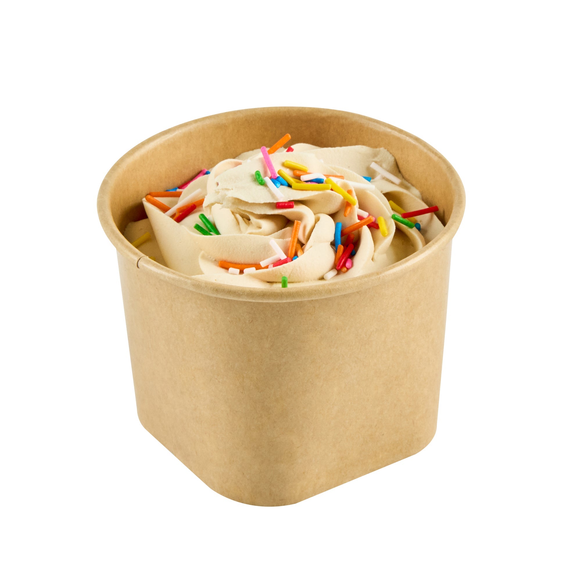 Coppetta 12 oz Round Kraft Paper To Go Cup - with Square Bottom - 3 3/4" x 3 3/4" x 2 3/4" - 50 count box