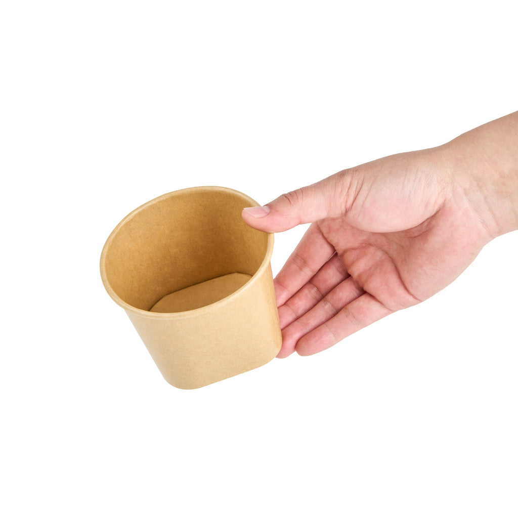Coppetta 12 oz Round Kraft Paper To Go Cup - with Square Bottom - 3 3/4" x 3 3/4" x 2 3/4" - 50 count box