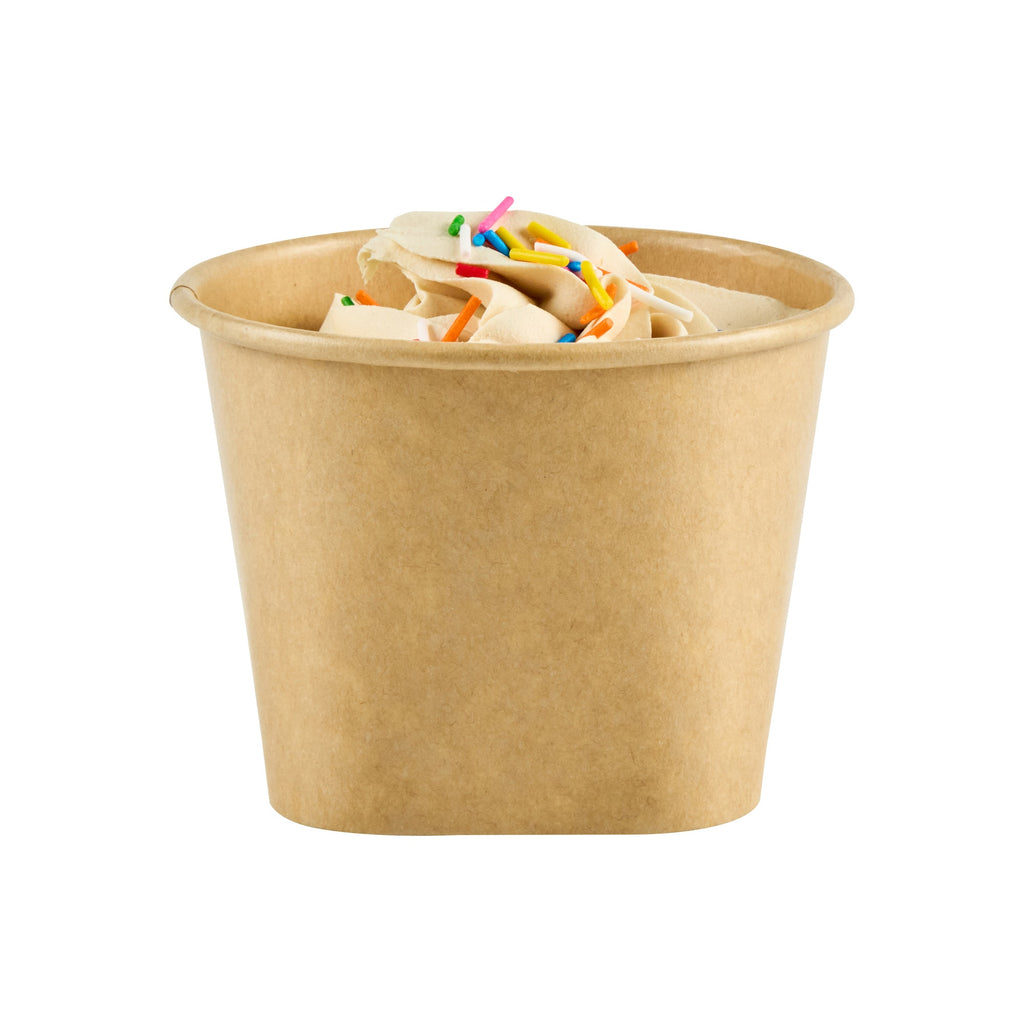 Coppetta 12 oz Round Kraft Paper To Go Cup - with Square Bottom - 3 3/4" x 3 3/4" x 2 3/4" - 200 count box