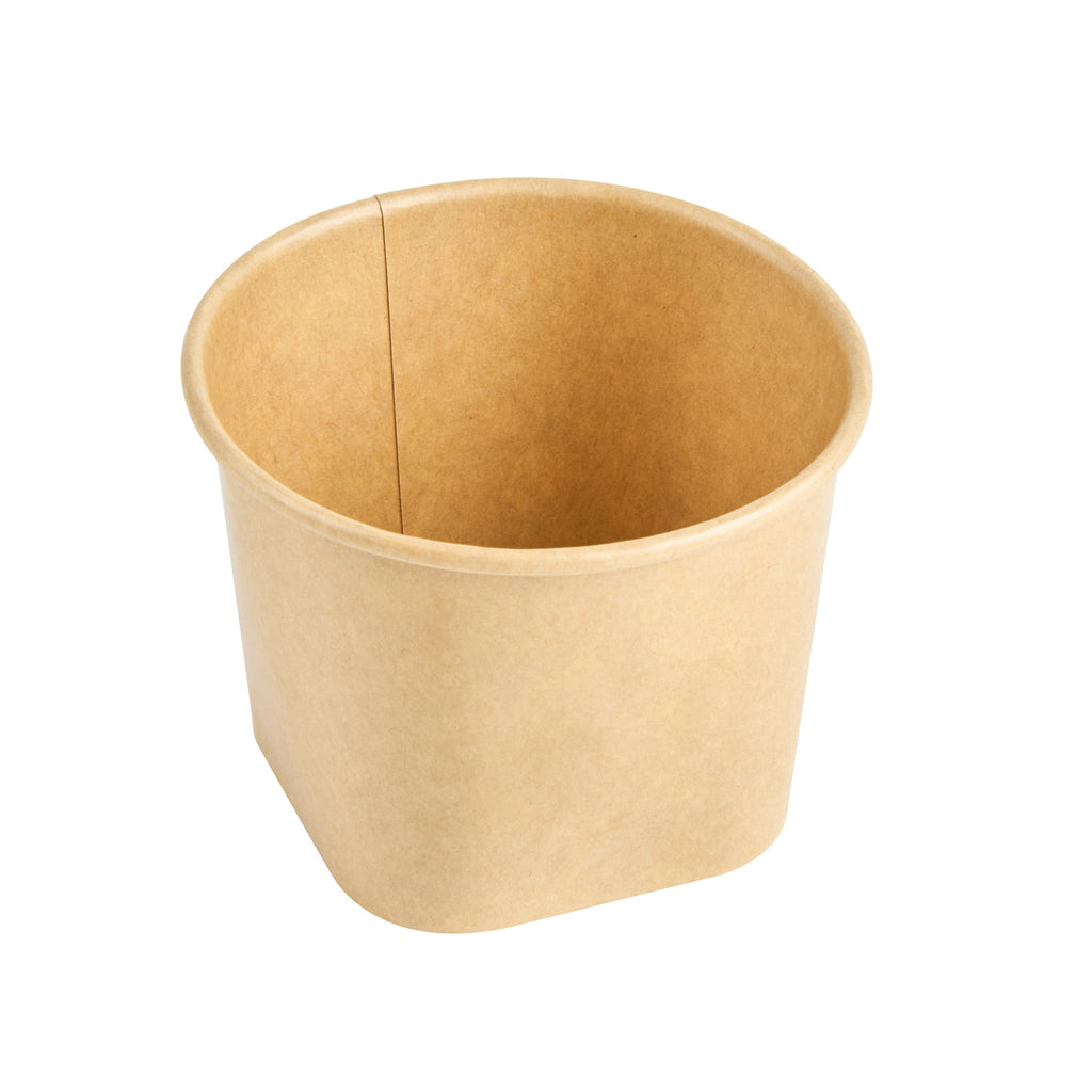 Coppetta 12 oz Round Kraft Paper To Go Cup - with Square Bottom - 3 3/4" x 3 3/4" x 2 3/4" - 200 count box