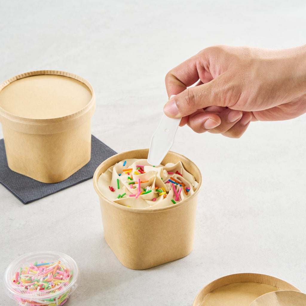 Coppetta 12 oz Round Kraft Paper To Go Cup - with Square Bottom - 3 3/4" x 3 3/4" x 2 3/4" - 200 count box