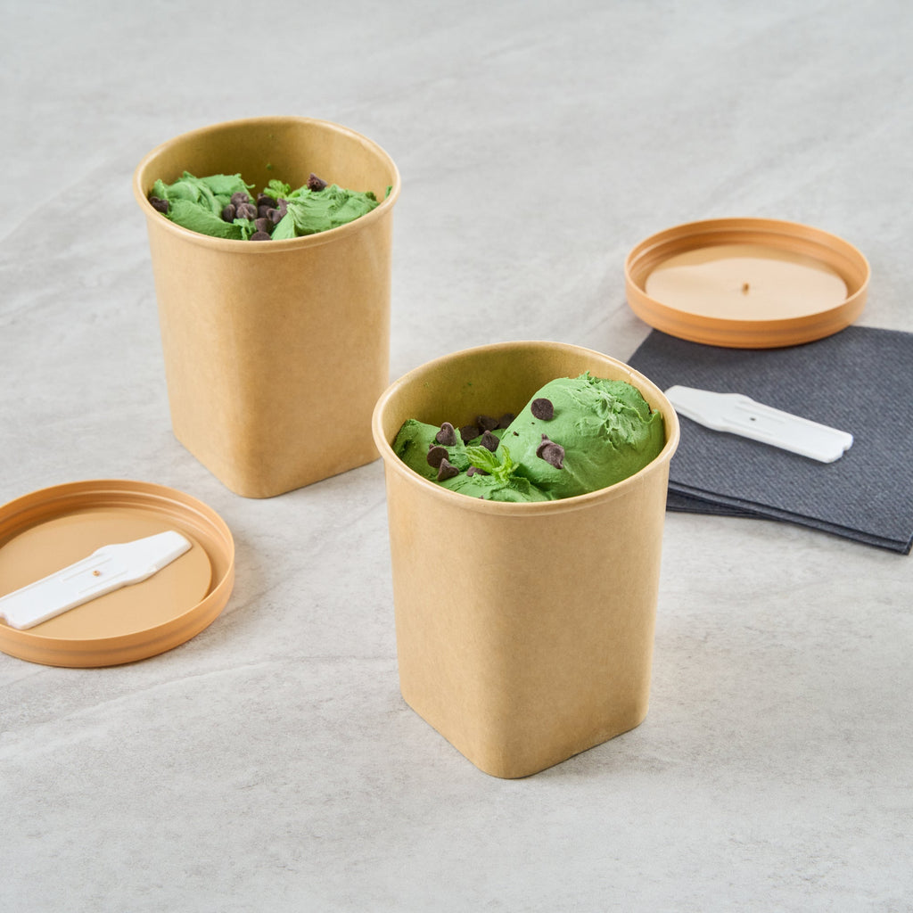 Coppetta 13 oz Round Kraft Paper To Go Cup - with Square Bottom - 3 1/2" x 3 1/2" x 4" - 50 count box