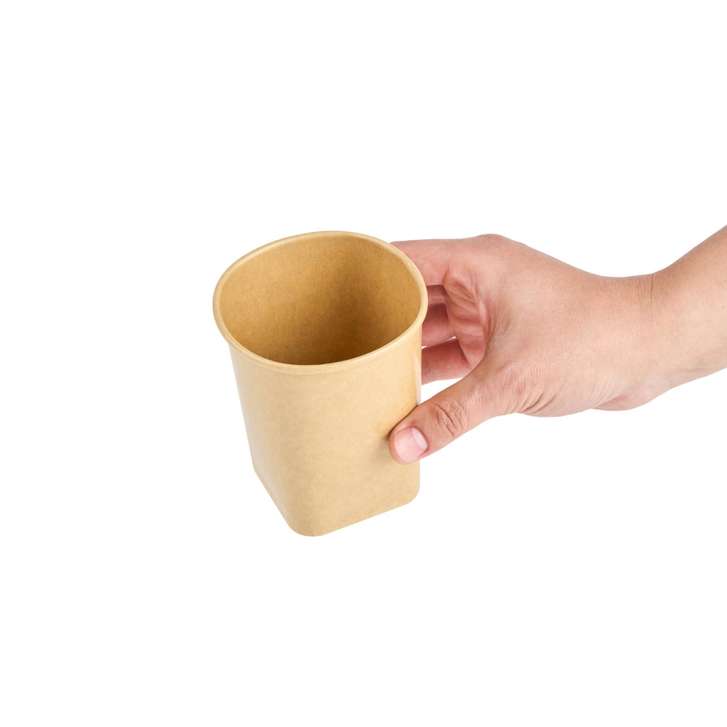 Coppetta 13 oz Round Kraft Paper To Go Cup - with Square Bottom - 3 1/2" x 3 1/2" x 4" - 50 count box