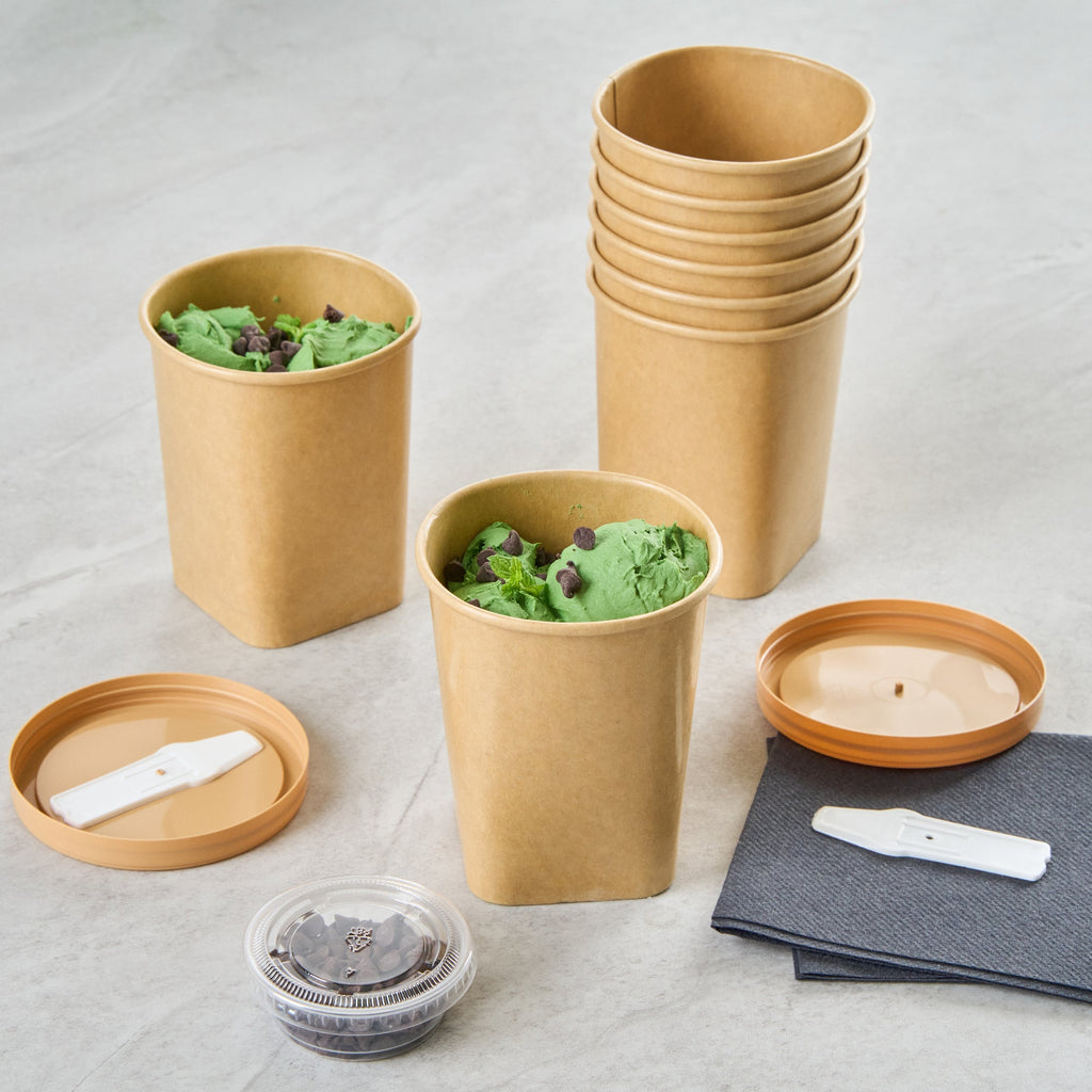 Coppetta 13 oz Round Kraft Paper To Go Cup - with Square Bottom - 3 1/2" x 3 1/2" x 4" - 50 count box