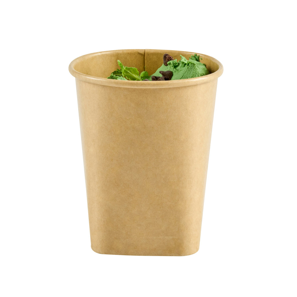 Coppetta 13 oz Round Kraft Paper To Go Cup - with Square Bottom - 3 1/2" x 3 1/2" x 4" - 200 count box