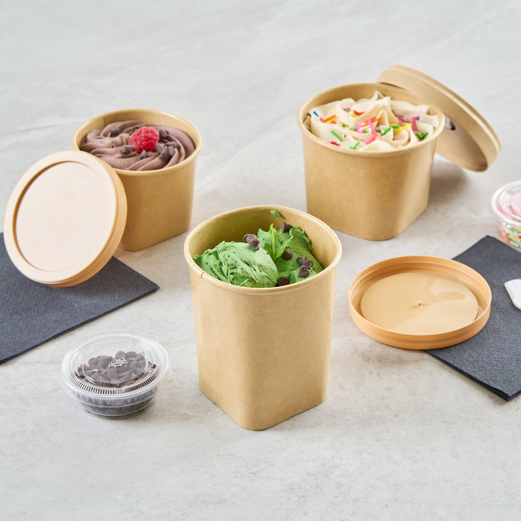 Coppetta 13 oz Round Kraft Paper To Go Cup - with Square Bottom - 3 1/2" x 3 1/2" x 4" - 200 count box