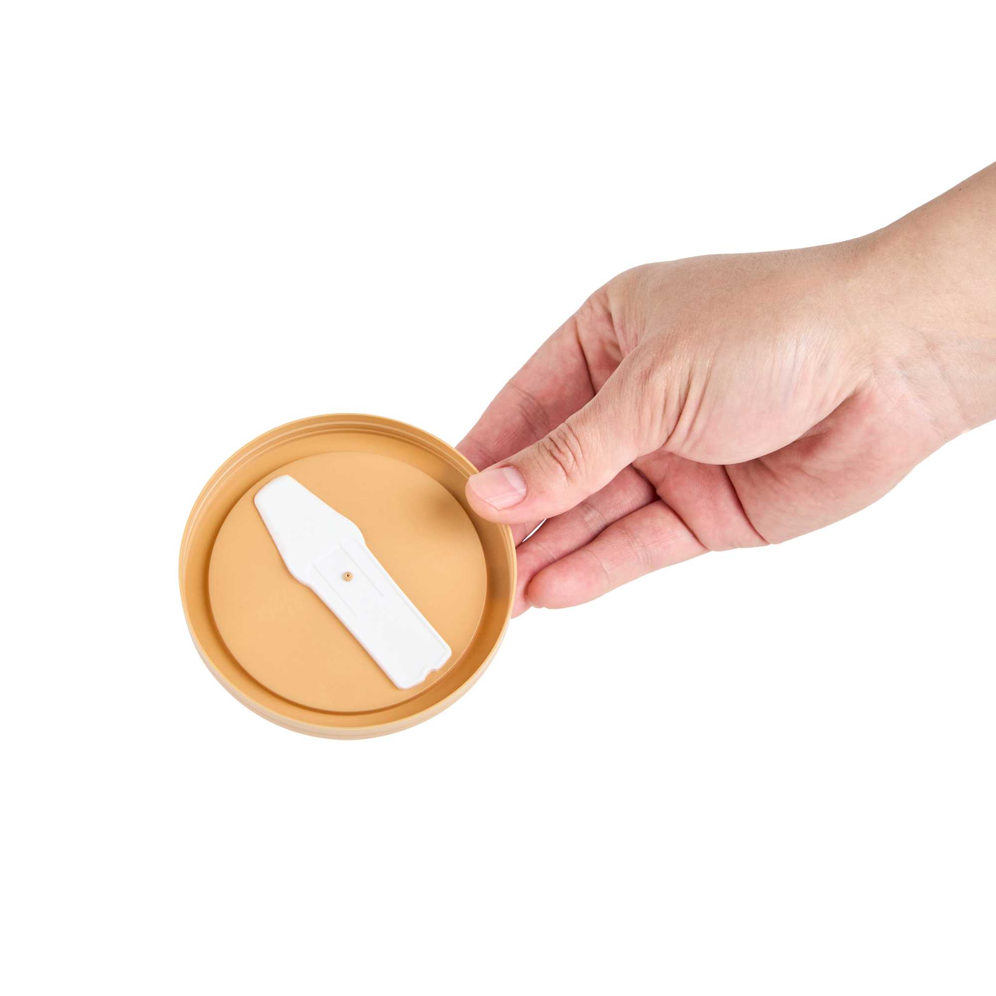 Coppetta Round Brown Plastic Lid - Fits 6 and 13 oz To Go Cups, with Spoon - 50 count box