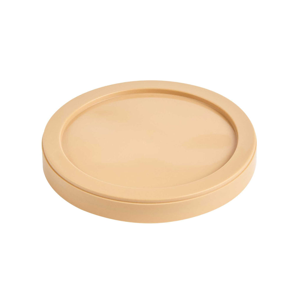 Coppetta Round Brown Plastic Lid - Fits 6 and 13 oz To Go Cups, with Spoon - 50 count box