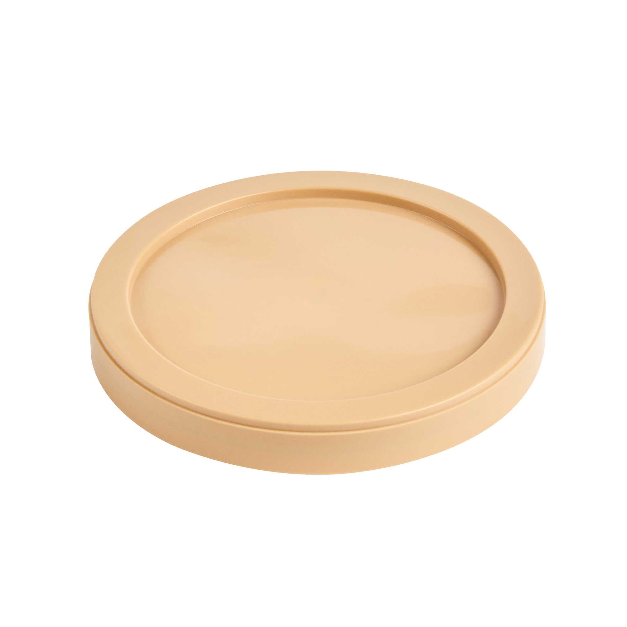 Coppetta Round Brown Plastic Lid - Fits 6 and 13 oz To Go Cups, with Spoon - 50 count box