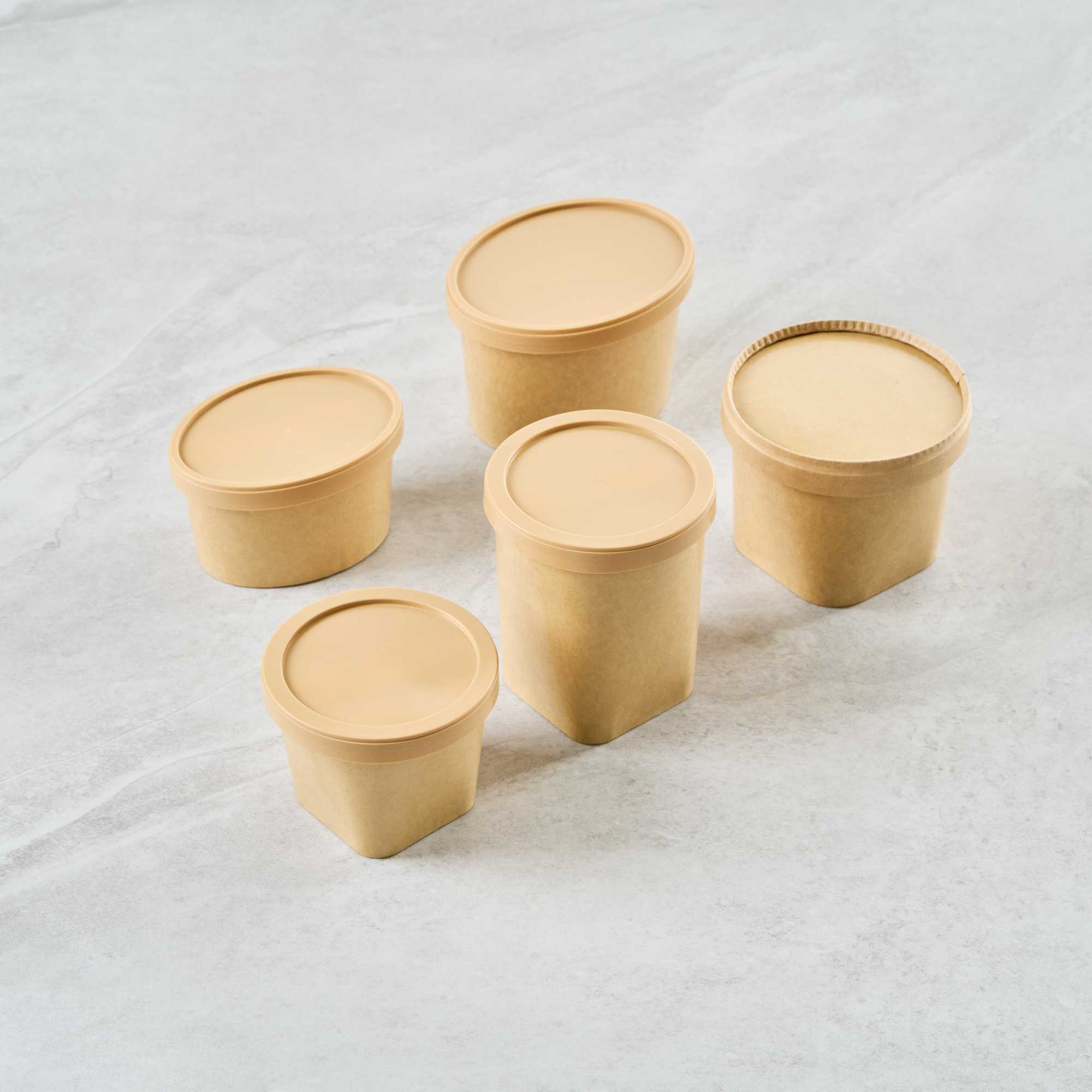Coppetta Round Brown Plastic Lid - Fits 6 and 13 oz To Go Cups, with Spoon - 50 count box