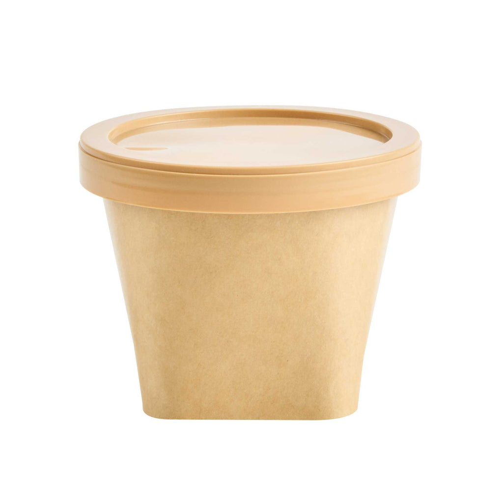 Coppetta Round Brown Plastic Lid - Fits 6 and 13 oz To Go Cups, with Spoon - 200 count box
