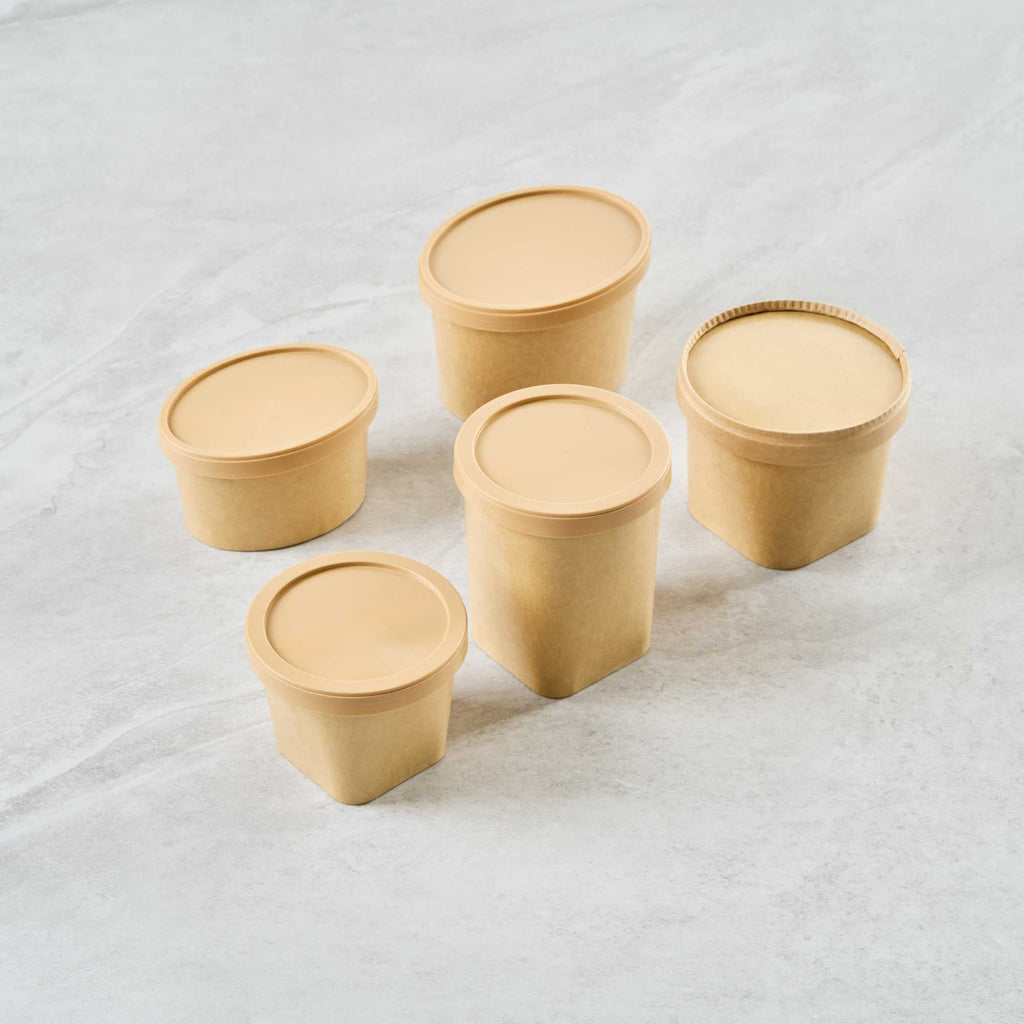 Coppetta Round Brown Plastic Lid - Fits 6 and 13 oz To Go Cups, with Spoon - 200 count box