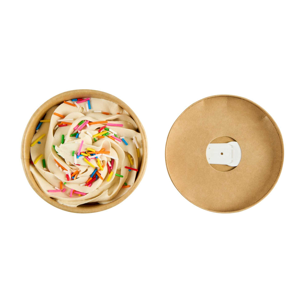 Coppetta Round Brown Paper Lid - Fits 12 oz To Go Cup, with Spoon - 3 3/4" x 3 3/4" x 1/2" - 50 count box