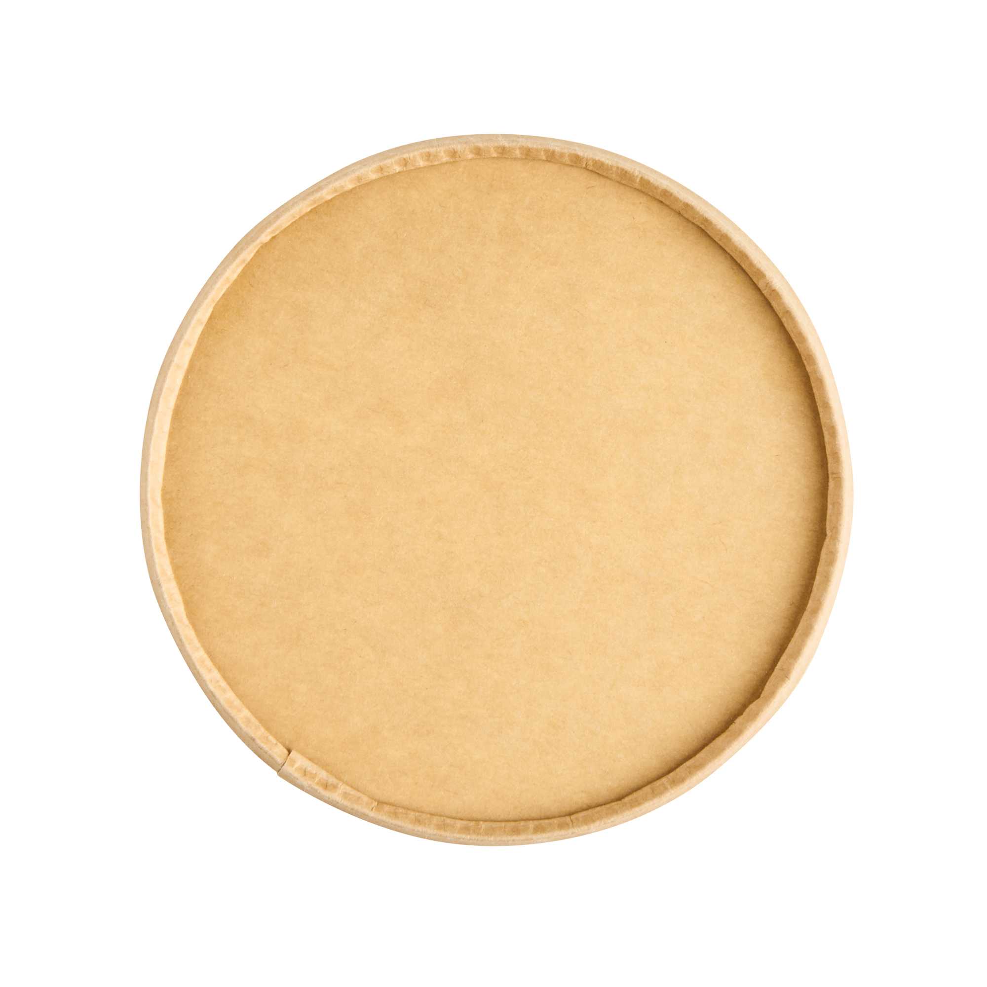 Coppetta Round Brown Paper Lid - Fits 12 oz To Go Cup, with Spoon - 3 3/4" x 3 3/4" x 1/2" - 50 count box