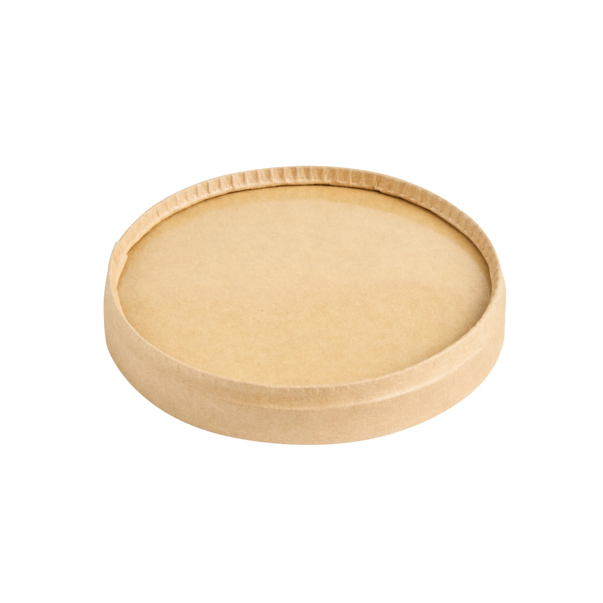 Coppetta Round Brown Paper Lid - Fits 12 oz To Go Cup, with Spoon - 3 3/4" x 3 3/4" x 1/2" - 200 count box