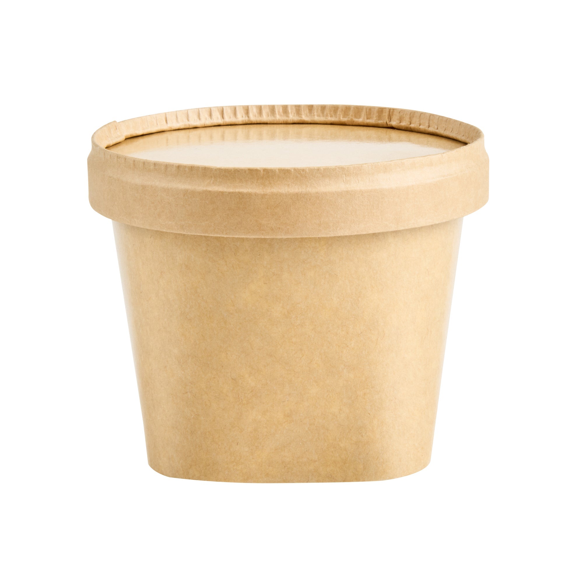 Coppetta Round Brown Paper Lid - Fits 12 oz To Go Cup, with Spoon - 3 3/4" x 3 3/4" x 1/2" - 200 count box