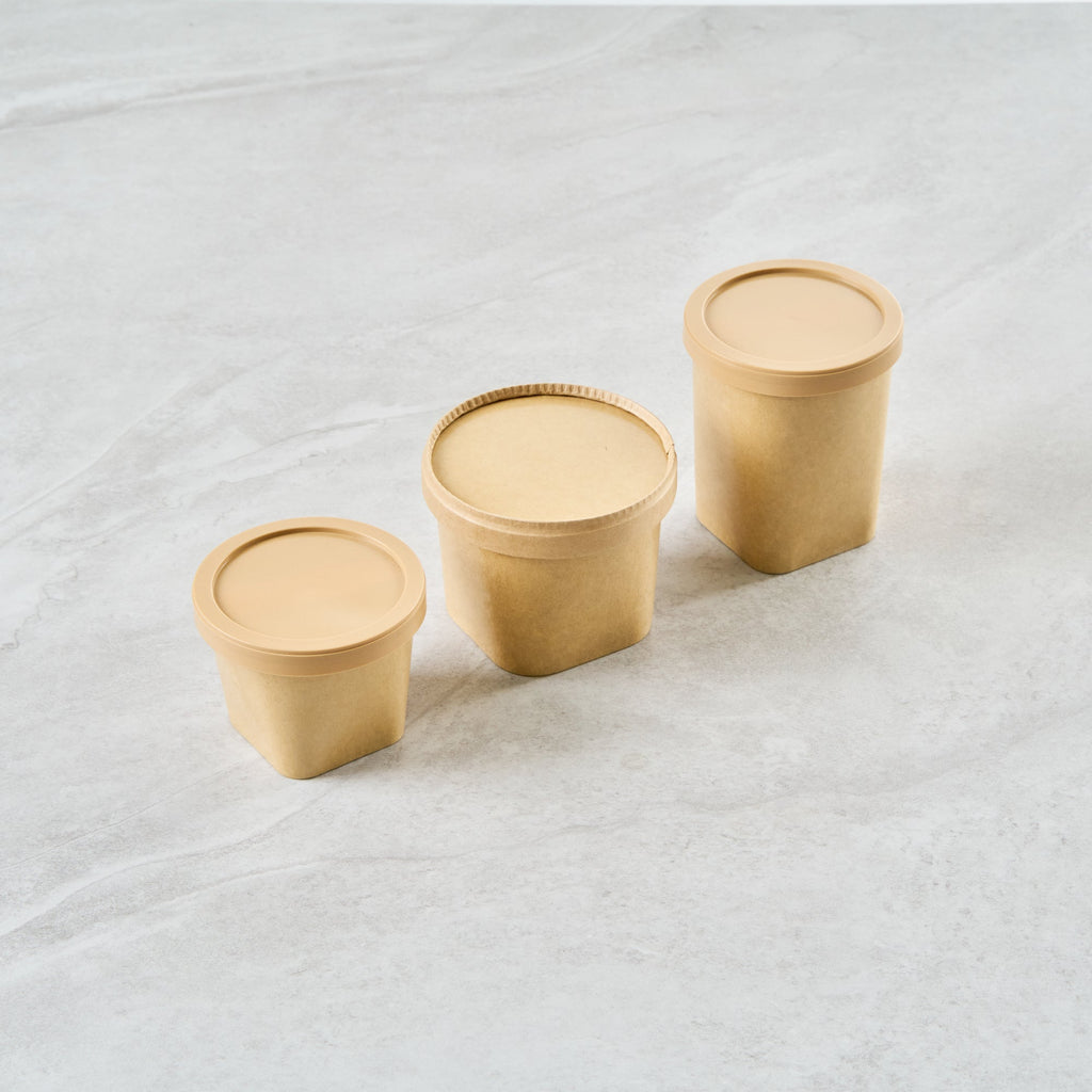 Coppetta Round Brown Paper Lid - Fits 12 oz To Go Cup, with Spoon - 3 3/4" x 3 3/4" x 1/2" - 200 count box