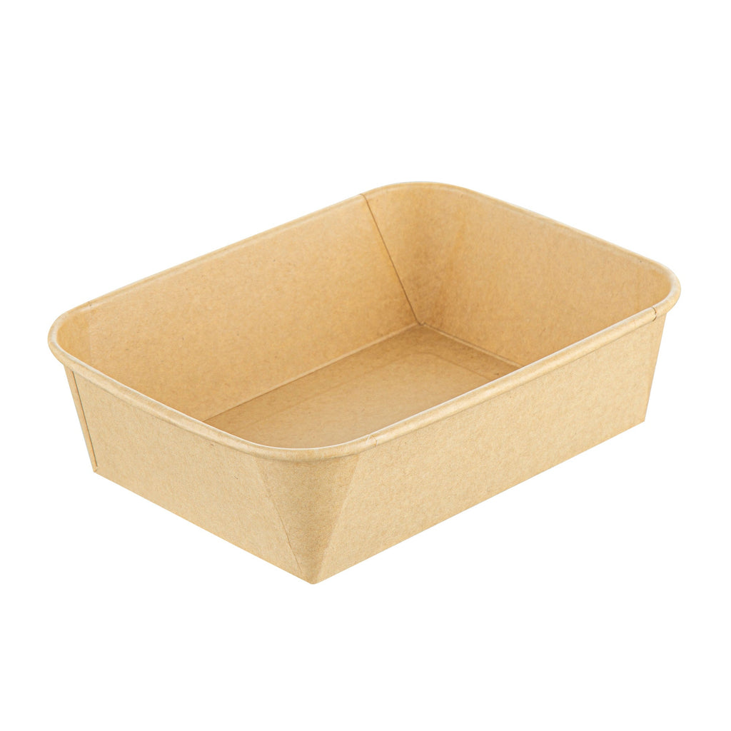 Bio Tek 44 oz Rectangle Kraft Paper Serving Container - 6 1/4" x 4 1/2" x 2 1/4" - 50 count box