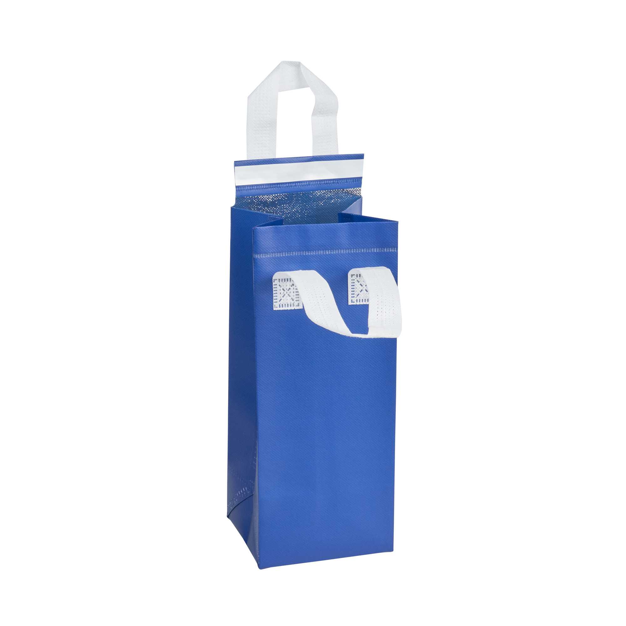Bag Tek Blue Insulated Take Out Bag - Tamper-Evident - 4 3/4" x 4" x 11" - 25 count box