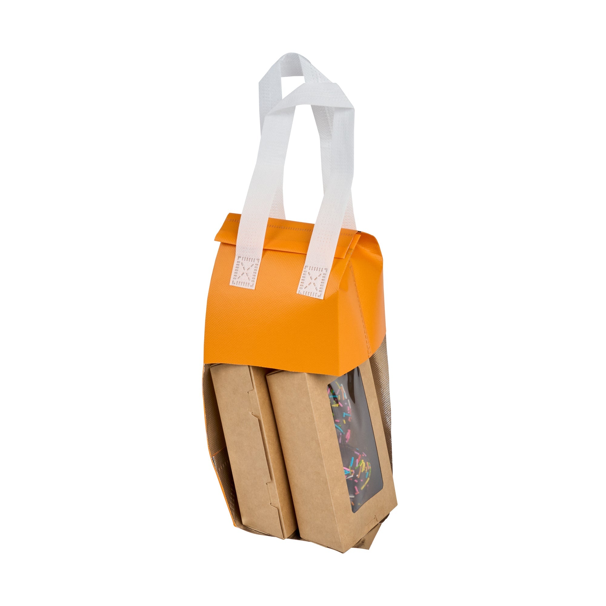 Bag Tek Orange Insulated Take Out Bag - Tamper-Evident - 4 3/4" x 4" x 11" - 100 count box