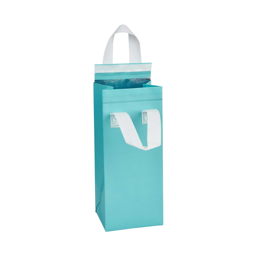 Bag Tek Teal Insulated Take Out Bag - Tamper-Evident - 4 3/4" x 4" x 11" - 25 count box