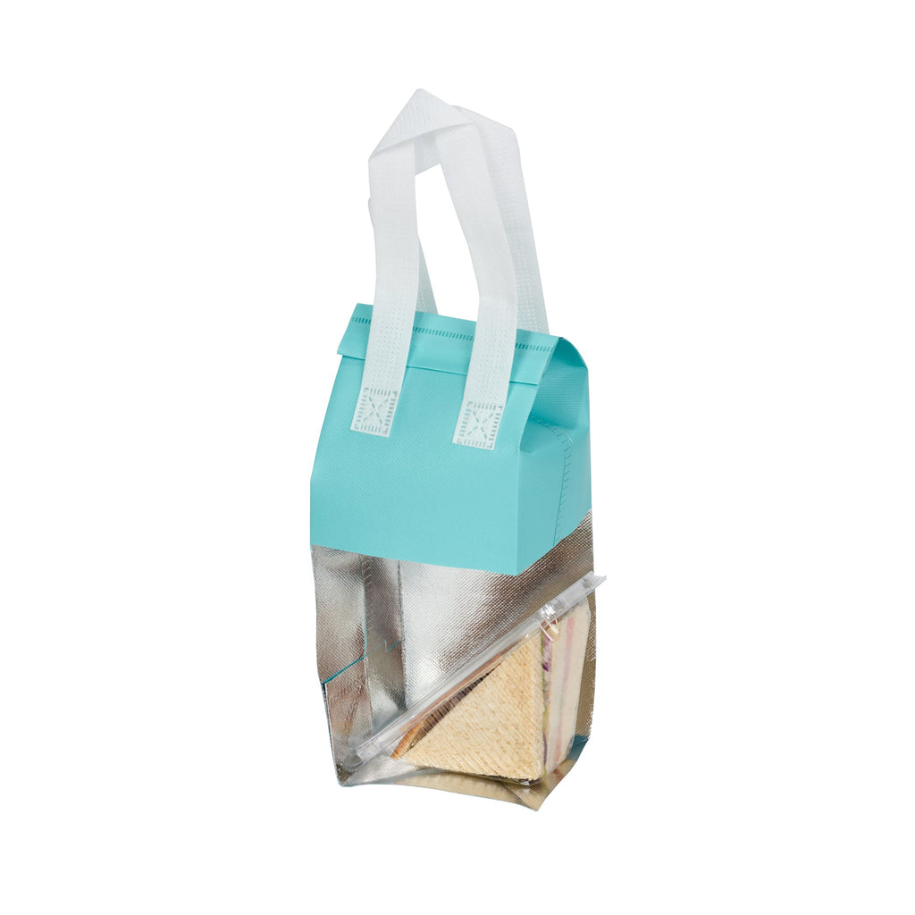 Bag Tek Teal Insulated Take Out Bag - Tamper-Evident - 4 3/4" x 4" x 11" - 100 count box