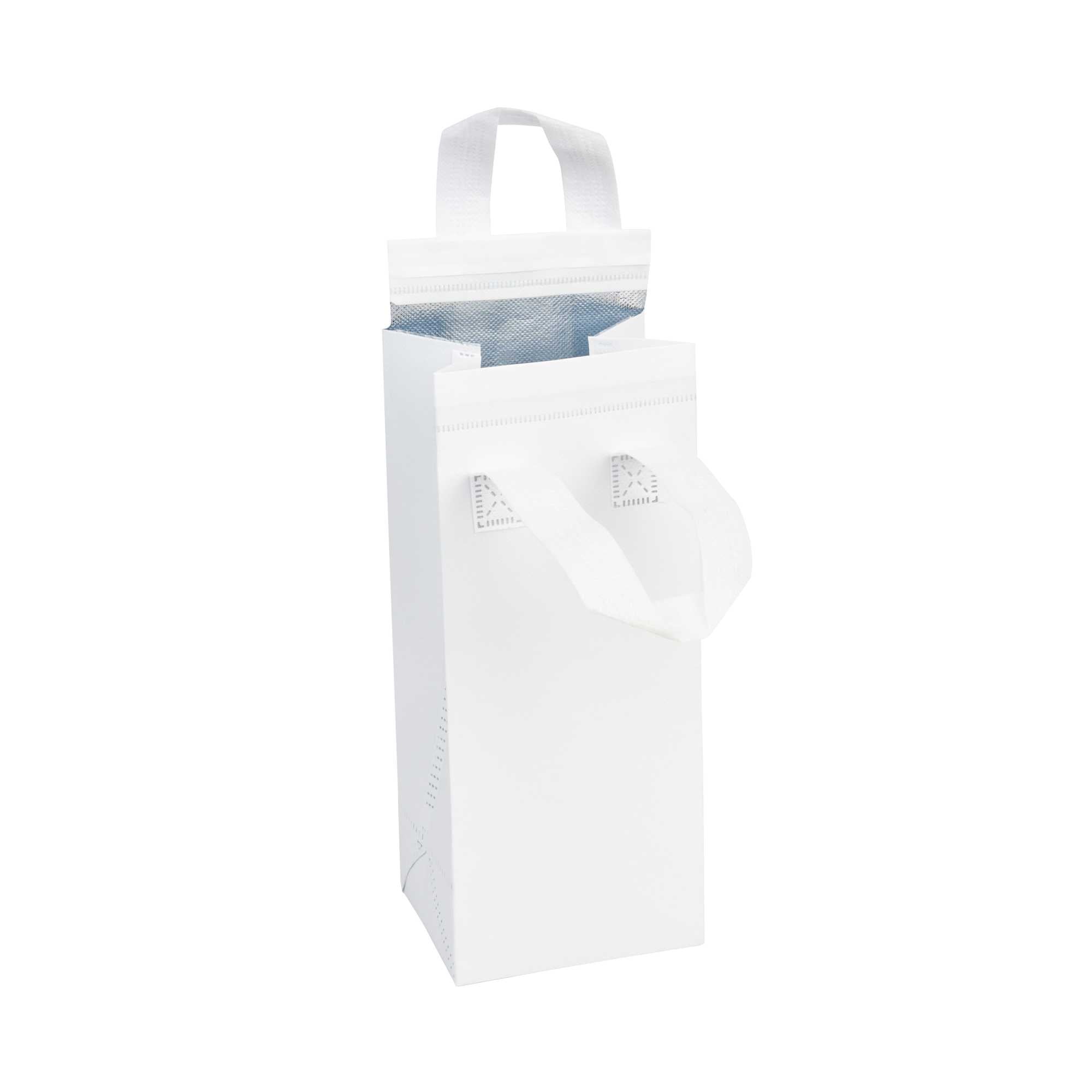 Bag Tek White Insulated Take Out Bag - Tamper-Evident - 4 3/4" x 4" x 11" - 25 count box