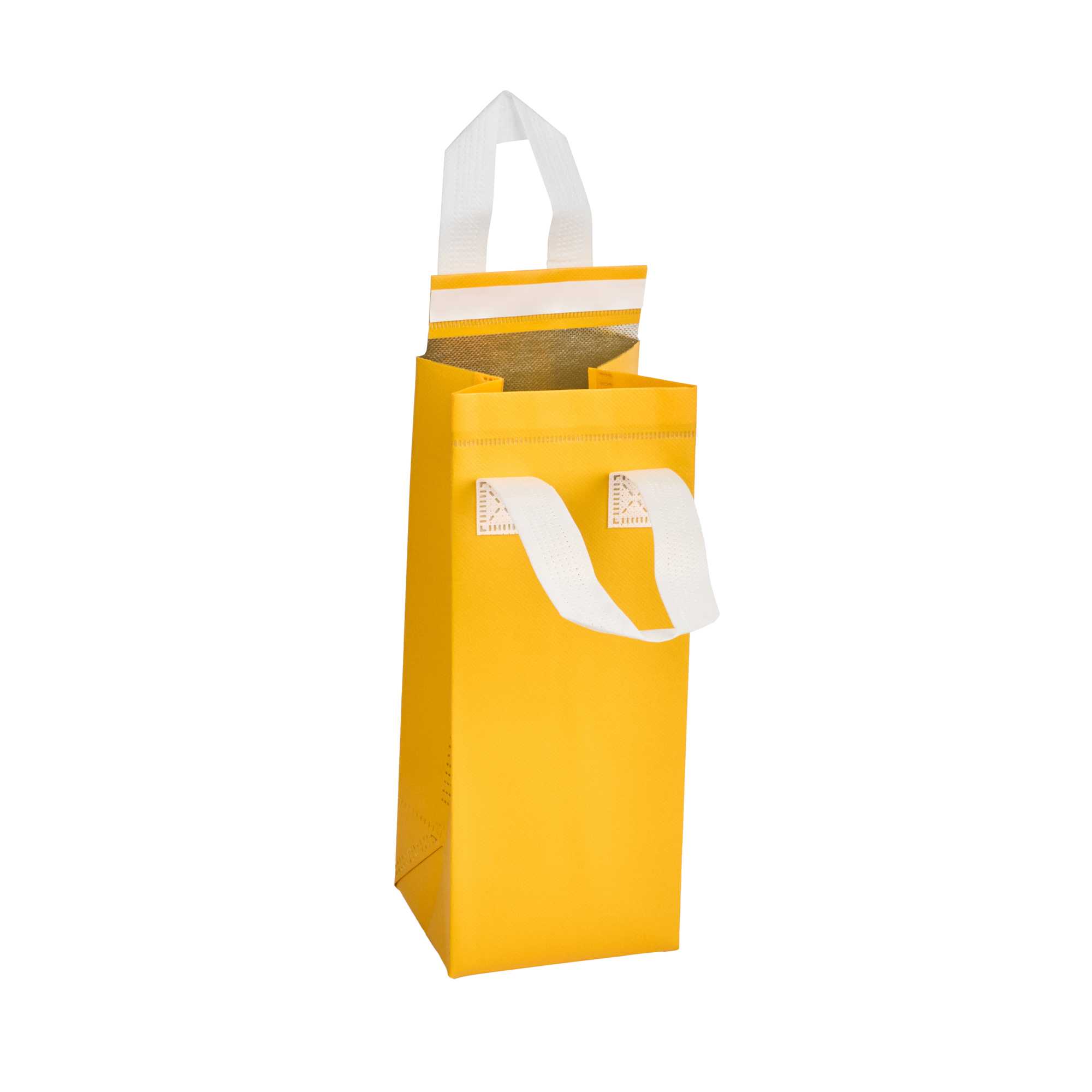 Bag Tek Yellow Insulated Take Out Bag - Tamper-Evident - 4 3/4" x 4" x 11" - 25 count box